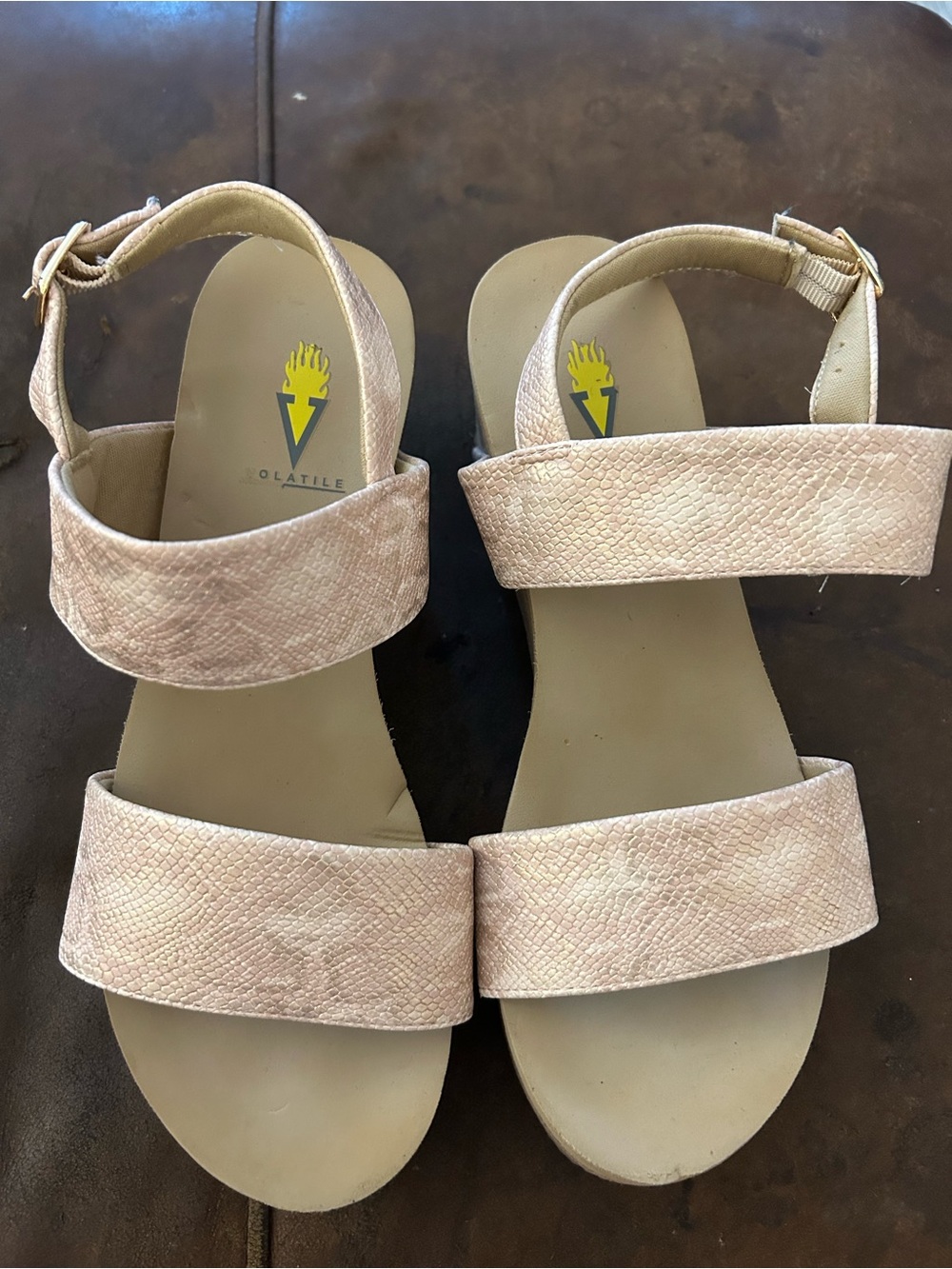 Volatile Blush Nude Two-Strap Ankle Sandals